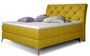 Lit design continental avec tête de lit capitonnée strass tissu jaune Banky