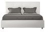 Lit double capitonné 140x190 cm simili cuir blanc Mira