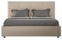 Lit double capitonné 140x190 cm simili cuir café au lait Mira