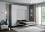 Lit escamotable 140x190 cm avec 1 colonne de rangement 2 meubles hauts bois blanc kanto