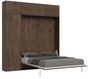 Lit escamotable 140x190 cm avec 1 colonne de rangement 2 meubles hauts bois noyer kanto