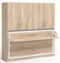 Lit escamotable horizontal 140x190 cm avec bureau et armoire 4 portes Spako - Haut de gamme