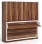 Lit escamotable horizontal 90x180 cm avec bureau et armoire 4 portes Spako - Haut de gamme