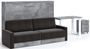 Lit escamotable horizontal avec tiroirs vintage et canapé gris foncé Berka 160x190