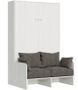 Lit escamotable vertical avec canapé frêne blanc mat 120x190 cm Kanto