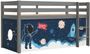 Lit mezzanine 90x200 cm avec tente astronaute pin massif gris Pino
