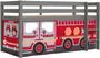 Lit mezzanine 90x200 cm avec tente camion pompier pin massif gris Pino