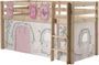 Lit mezzanine 90x200 cm avec tente et 3 pochettes contra pin massif clair Pino