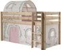 Lit mezzanine 90x200 cm avec tente et tunnel contra pin massif clair Pino