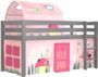 Lit mezzanine 90x200 cm avec tente et tunnel printemps pin massif gris Pino