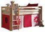 Lit mezzanine 90x200 cm avec tente fleur pin massif clair Pino