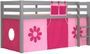 Lit mezzanine 90x200 cm avec tente fleur pin massif gris Pino