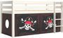 Lit mezzanine 90x200 cm avec tente pirate marron pin massif blanc Pino
