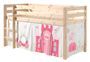 Lit mezzanine 90x200 cm avec tente princesse pin massif clair Pino