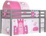 Lit mezzanine 90x200 cm avec tente tunnel et 3 pochettes princesse pin massif gris Pino