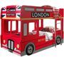 Lit superposé bus Londres 90x200 cm bois laqué rouge Cara