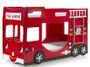 Lit superposé camion de pompier 90x200 cm bois laqué rouge Cara
