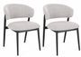 Lot de 2 chaises CASSANDREA – Tissu bouclé gris clair & pieds acier noir