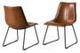 Lot de 2 chaises KINTAL en cuir écologique marron vieilli et pieds métal noir – Design industriel italien