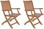Lot de 2 chaises pliantes d’extérieur NOEMI avec accoudoirs – bois d’acacia huilé