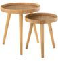 Lot de 2 tables d'appoint rondes en rotin clair Dano - Trépied élégant