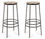 Lot de 2 tabourets BRINA aluminium vieilli & acier noir - Hauteur d'assise 77 cm
