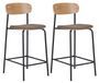 Lot de 2 tabourets de bar en bois, tissu et métal ESTEPONA - Hauteur d'assise 66 cm