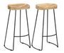 Lot de 2 tabourets en bois massif et métal BORD - Assise 62 cm