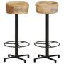 Lot de 2 tabourets industriel bois de manguier et acier noir KIZZO - Assise 76 cm