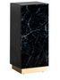 Meuble 1 porte art déco verre cristal teinté noir marbré et acier doré Kola 90 cm
