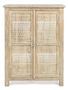 Meuble de rangement 2 portes bois de manguier clair avec décorations incrustées fait main Mabe 79 cm