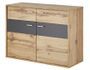 Meuble de rangement suspendu 2 portes 2 tiroirs chêne Wotan et gris foncé Dravy 90 cm
