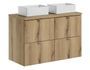 Meuble de salle de bain 4 tiroirs NOVA OAK 100 cm avec double vasque GAJA