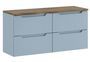 Meuble salle de bain suspendu NOVA Denim 120 cm – Rangements élégants avec plan Chêne Casella