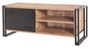 Meuble TV 1 porte 2 niches style industriel bois chêne clair et métal noir Dukita 130 cm