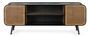 Meuble TV 1 porte bois effet rotin et acier noir Toky 150 cm