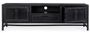 Meuble TV 2 portes 1 tiroir en bois massif noir de manguier et rotin noir Waky 180 cm