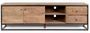 Meuble TV 2 portes 2 tiroirs KLAZIK 175 cm bois clair de Sheesham et acier noir