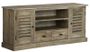Meuble TV 2 tiroirs 2 portes bois exotique massif gris Miela