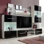 Meuble TV à LED 5 pièces bois noir et blanc Glamourous