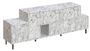 Meuble TV bois blanc effet marbre mélaminé 6 tiroirs 1 porte Kermina 171 cm