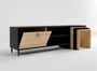 Meuble TV combiné avec table gigogne bois clair et noir Zirkon 180 cm