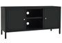 Meuble TV Noir 105x35x52 cm Acier et verre