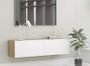 Meuble TV suspendu 2 portes bois chêne clair et blanc Oned 120 cm