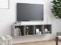 Meuble TV suspendu 4 niches bois gris effet béton Neone 143 cm
