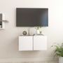 Meuble TV suspendu Blanc et chêne sonoma 60x30x30 cm
