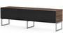 Meuble TV tissu acoustique noir et bois foncé pieds métal Firenze 160 cm
