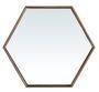 Miroir mural hexagonal – Cadre bois plaqué noyer naturel – 46 x 40 cm
