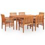 Mobilier à dîner d'extérieur 7 pcs et coussins Acacia solide 4