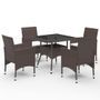 Mobilier à dîner de jardin 5 pcs Marron Résine tressée et verre